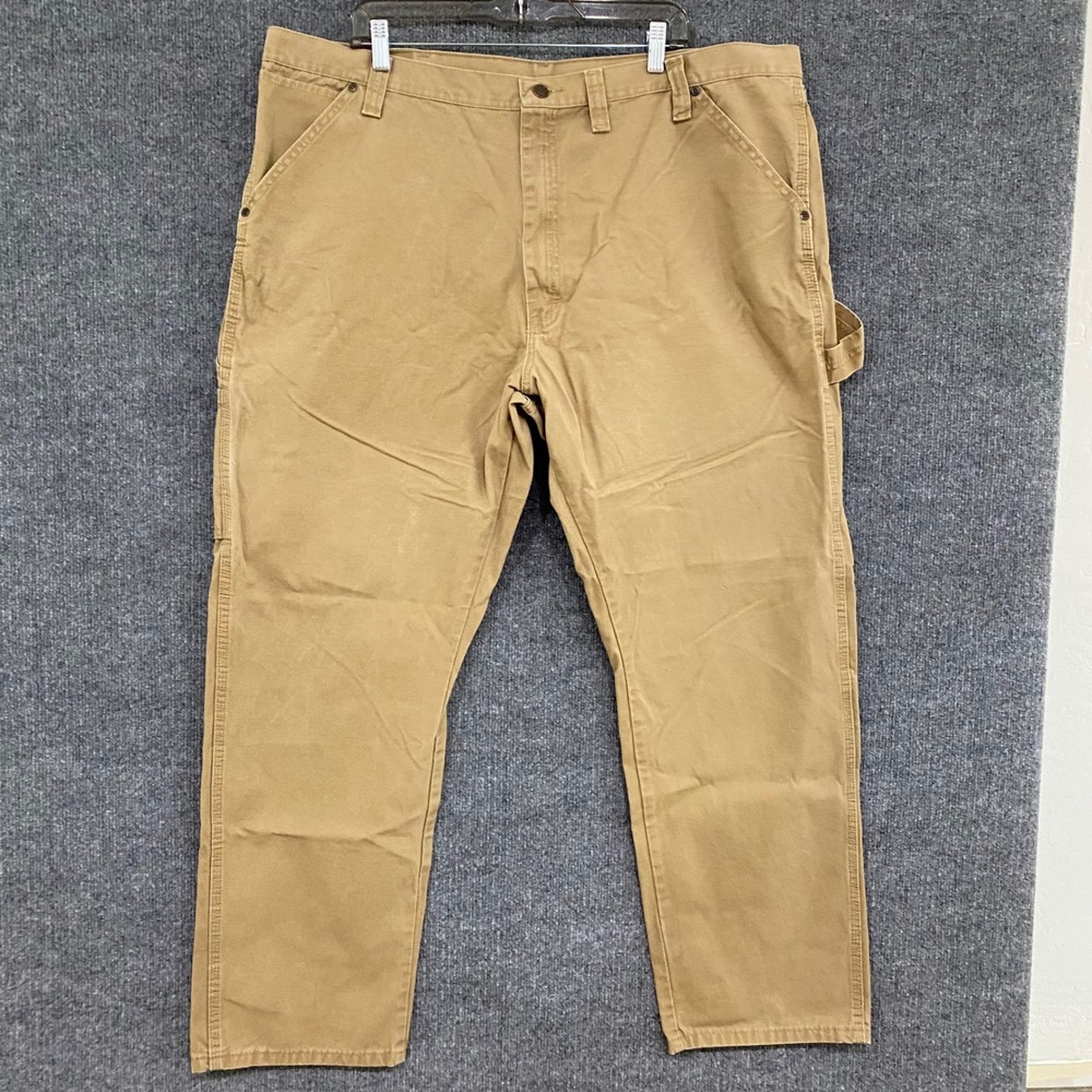 Wrangler Mens Tan Duck Canvas Carpenter Pants 94LSWAO 44x32 Workwear